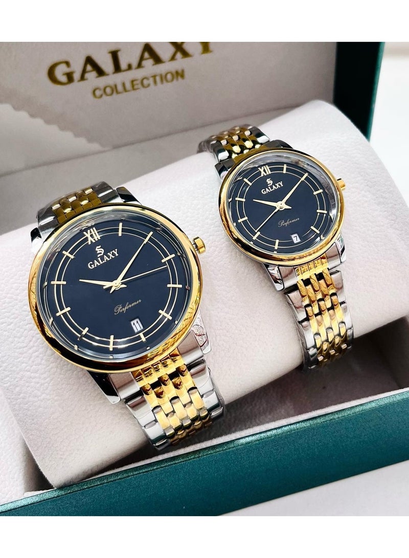 جالاكسي ساعة كوارتز تناظرية من الفولاذ المقاوم للصدأ لمجموعة Galaxy 2360