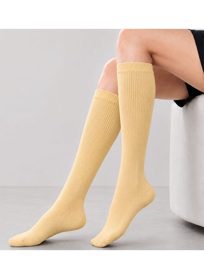 Knee High School Uniform Socks – Comfortable Stretch Uniform Socks for Boys and Girls, Breathable Long Socks for School, Sports and Daily Wear - Yellow - Image 2