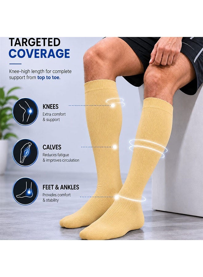 Knee High School Uniform Socks – Comfortable Stretch Uniform Socks for Boys and Girls, Breathable Long Socks for School, Sports and Daily Wear - Yellow - Image 3