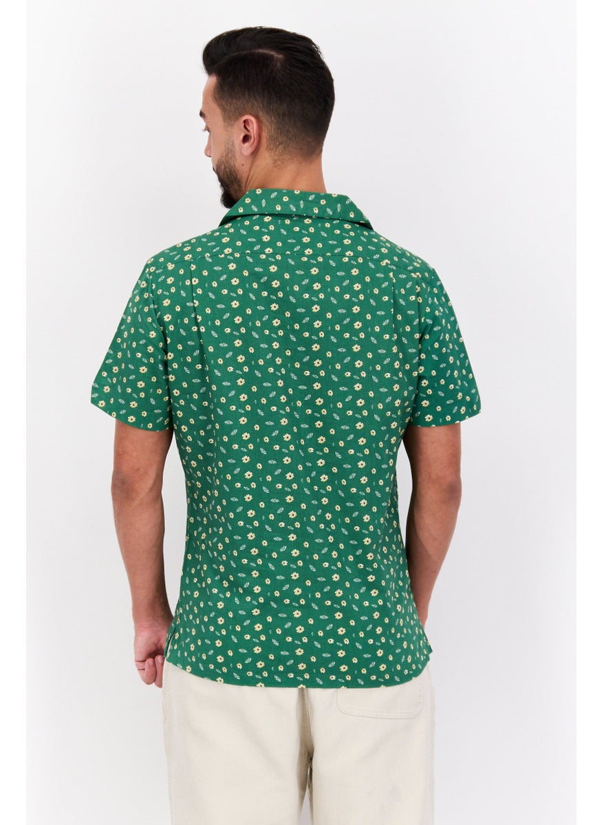 Jachs New York - Men Regular Fit Allover Print Short Sleeves Casual Shirt, Green Combo - Image 1