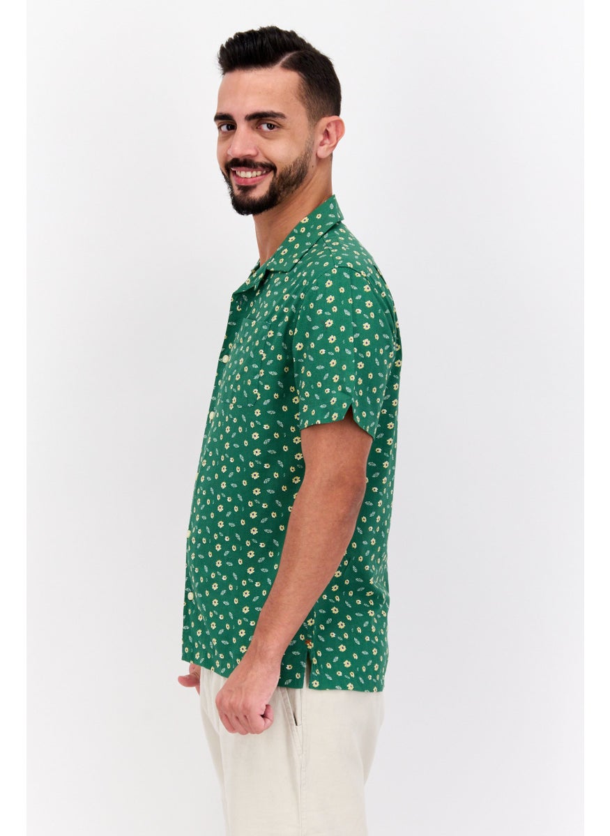 Jachs New York - Men Regular Fit Allover Print Short Sleeves Casual Shirt, Green Combo - Image 1