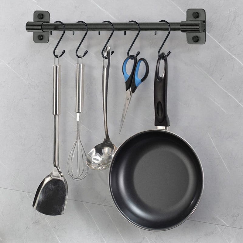 HiGift 12 Pack 4-1/2 Inch S Hooks, Large Vinyl Coated Closet Hooks Non Slip Heavy Duty for Hanging, Steel Metal Black Rubber Coated for Jeans Plants Clothes Pot Pan Cups Towel - Image 4