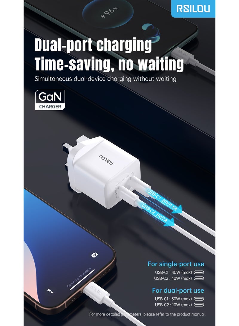 rsilou RSILOU - 40W Dual-Port Type-C fast charging mobile wall charger (Cable not included) - Image 4