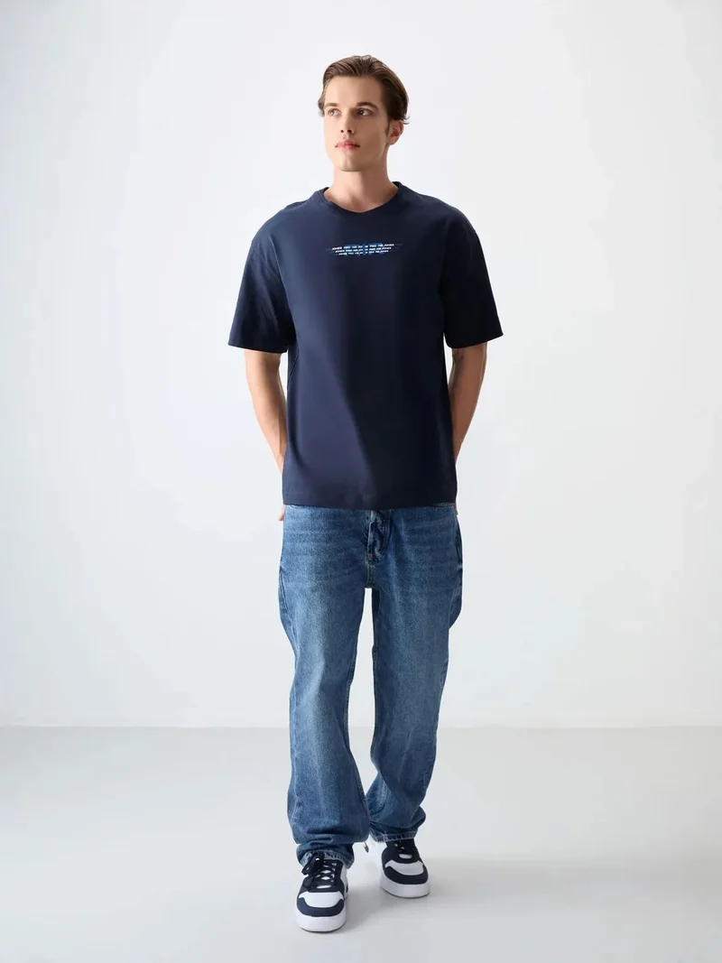 TOMMYLIFE TOMMY Oversized Logo Cotton Crew Neck T-Shirt