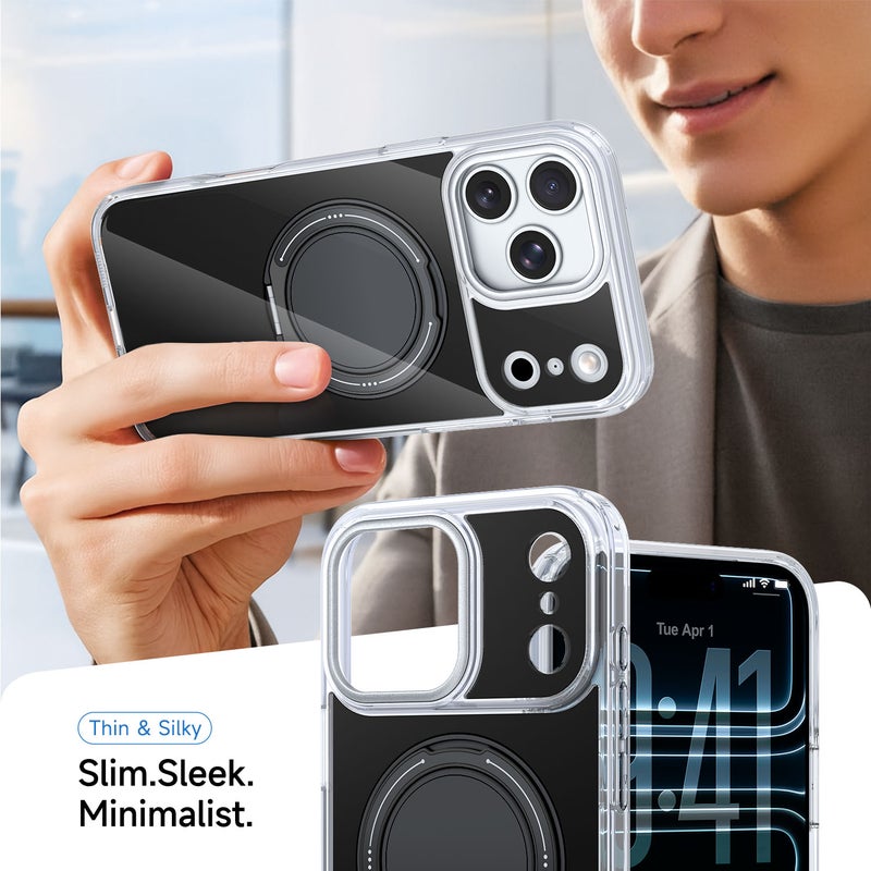 Multi-Functional Protective for iPhone Case  TPU + Acrylic Integrated Overmolding | Aluminum Alloy Kickstand | 360° Rotatable Stand Magnetic & Wireless Charging Compatible - Image 5