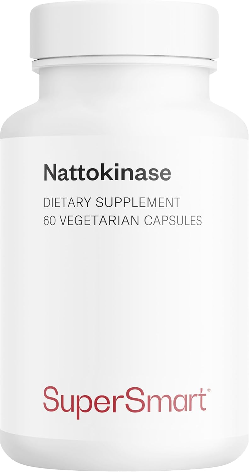 Supersmart Nattokinase High Content in Vitamin K2 Japanese Fibrinolytic Enzyme to Support a Healthy Cardiovascular System NonGMO Gluten Free 60 Vegetarian Capsules - Image 1
