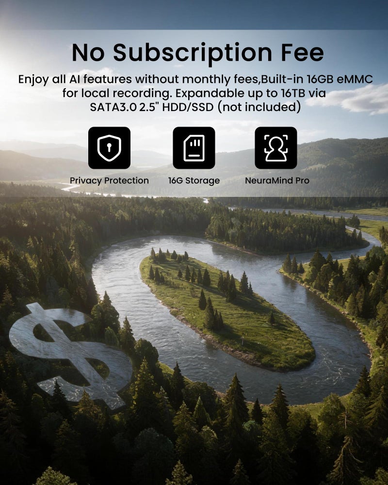 youkey Hub H310, No Monthly Fee, Surveillance Video Recording Hub with Advanced Encryption, AI Facial Recognition, Cross-Camera Tracking, 16GB Built-in Storage, 16TB Expandable, 2.4G WiFi/Ethernet - Image 3