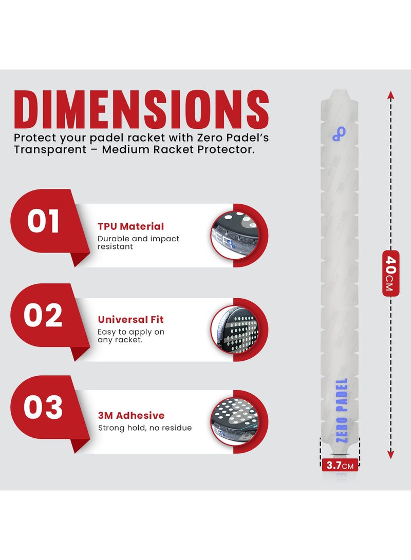 Zero Padel Racket Protector, Transparent – Medium | Lightweight & Durable for Maximum Edge Protection | Universal Fit, Easy to Apply - Image 3