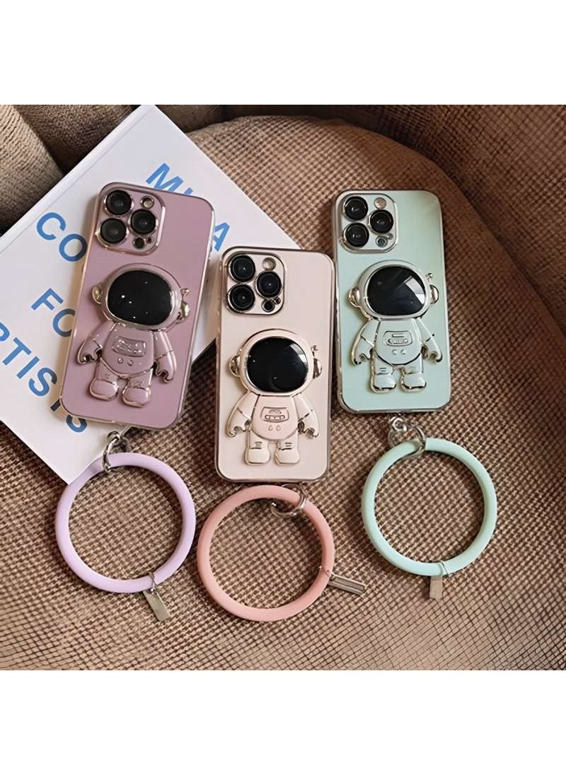 TahTicMer Samsung Galaxy S21 Fe G990 Compatible Case Astronaut Ring Hidden Stand Silicone Holder Foldable Laser TPU  - Image 2