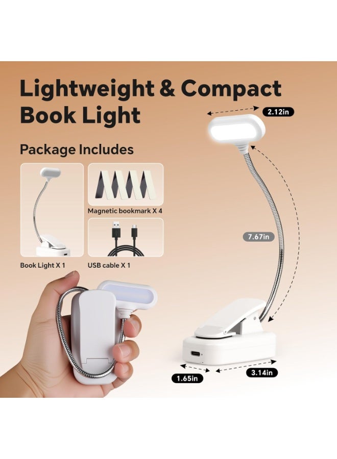 Baytion Book Reading Light with Bookmarks,USB Rechargeable Book Light for Reading at Night in Bed,3 Color Modes & Stepless Dimming, 360° Adjustable, Portable Clip-on Book Lamp - Image 2