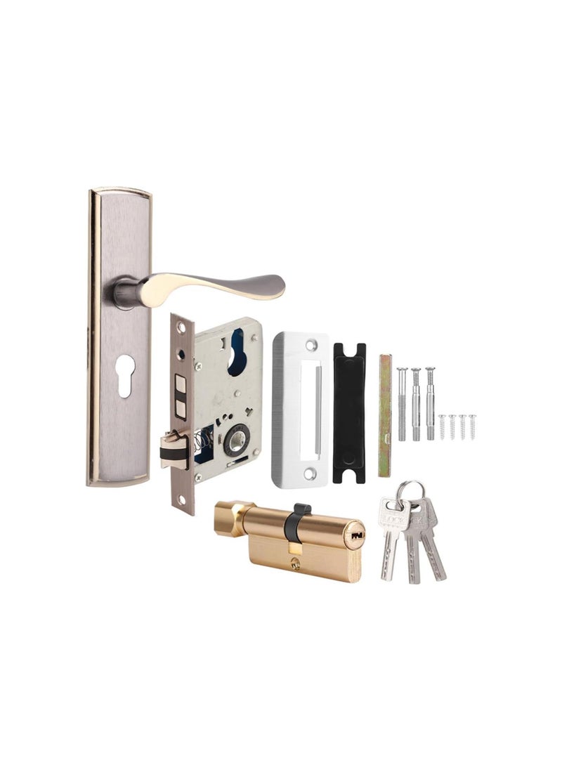 Door Lever Set, Aluminum Handle Design with Lock Core for Home SecurityIndoorBedroomLiving Room