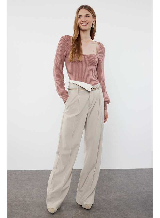 trendyol Pink Crop Heart Collar Knitwear Sweater TWOAW22KZ1760 - Image 2