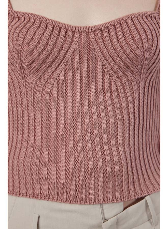 trendyol Pink Crop Heart Collar Knitwear Sweater TWOAW22KZ1760 - Image 4