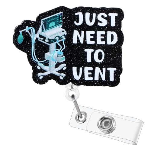 BVIIE Just Need to Vent Funny Inhaler Badge Reel, Retractable ID Card Badge Holders, Medical Badge Clip for ICU Nurse ED ER Respiratory Therapy RT Intensivist Anesthesiologist CRNA Resident Physician - Image 1