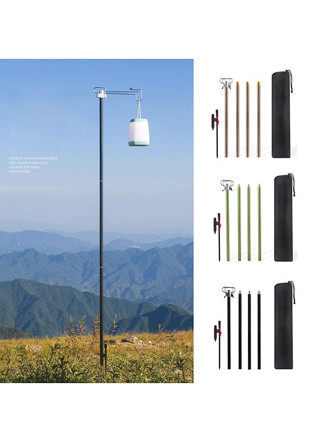 Generic Folding Aluminum Alloy Lamp Pole Adjustable Lantern Holder Rod for Camping Hiking Fishing Backpacking  - Image 2