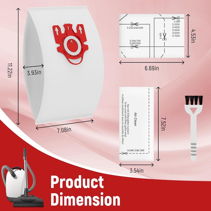 Improvedhand 3D Airclean Dust Bags Replacement for Miele FJM Vacuum Compact C2 Compact C1 Complete C1 S241 S290 S300i S500 S700 S4 S6 Series (Pack of 15) with 3 Motor Protection Filters 3 Air.Clean Filters - Image 3