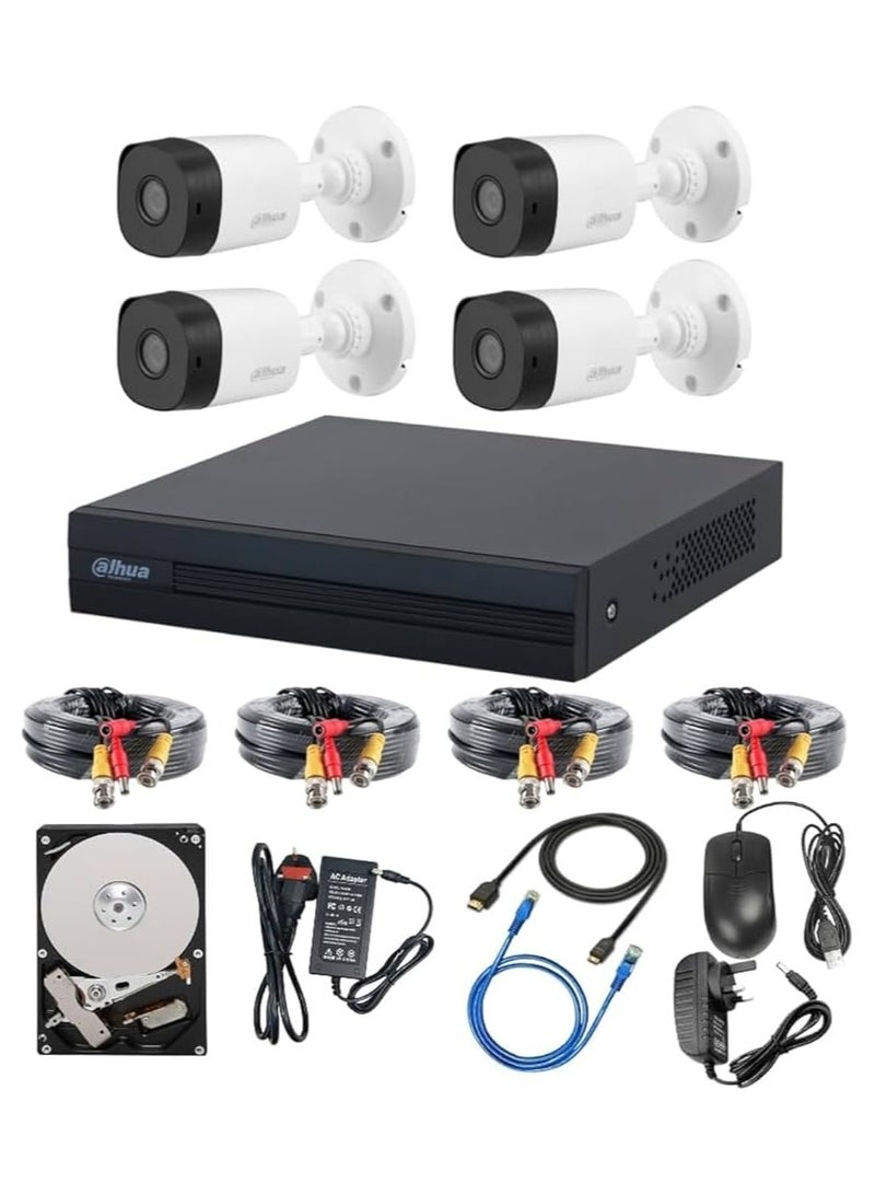 Dahua Dahua High-Quality Surveillance Camera System Kit - 4 Outdoor Cameras, including Wiring and Electrical Adapters - Image 1