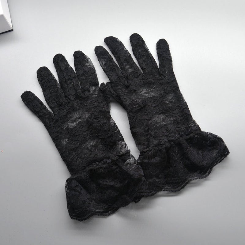 1 Set Veil Mesh Headband Short Lace Gloves Floral Lace Gloves Mesh Headdress for Woman Girl - Image 5
