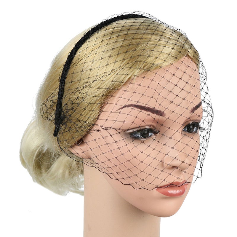 1 Set Veil Mesh Headband Short Lace Gloves Floral Lace Gloves Mesh Headdress for Woman Girl - Image 2