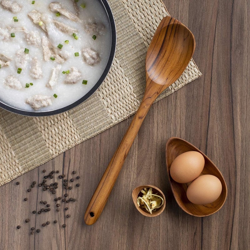 FAAY 13.5” Left-Handed Corner Wooden Spoon – Angled Teak Cooking Utensil for Left-Hand Use, Ergonomic Scraper & Stirring Spoon, Handcrafted Thai Teak, Safe for Nonstick Cookware - Image 3