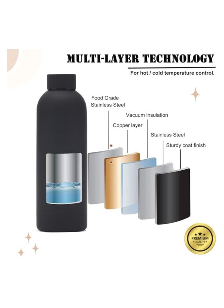 Generic - Thermal Water Bottle 500ml - Thermal Bottle, Stainless Steel, BPA Free, Insulating, Hot and Cold, Leak Proof, Ideal for Car, Office, Workout, Bike, Hiking, Sports, Gift. (black) - Image 1