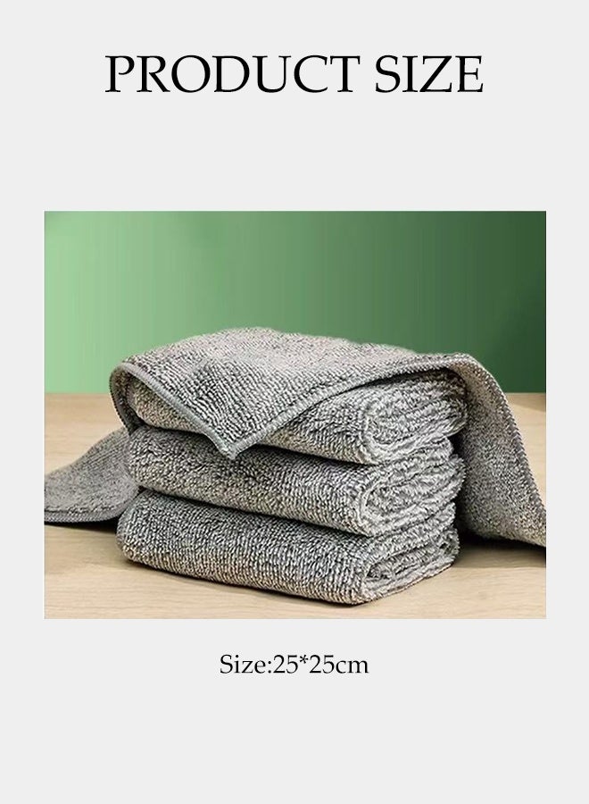 DUNISO 8 Pcs Microfiber Cleaning Cloth,Kitchen Bamboo Charcoal Fibre Towel,Thick and Fast Drying Cleaning Rags,Grease Separating,Easy-Rinse Antibacterial,for Washing Dishes, Glass & Tables,25*25cm - Image 2