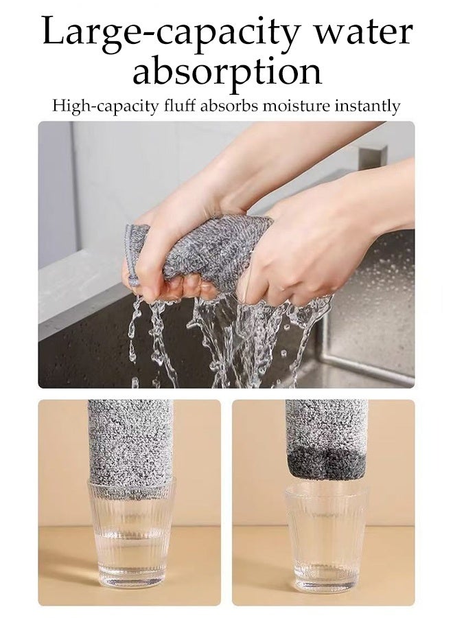 DUNISO 8 Pcs Microfiber Cleaning Cloth,Kitchen Bamboo Charcoal Fibre Towel,Thick and Fast Drying Cleaning Rags,Grease Separating,Easy-Rinse Antibacterial,for Washing Dishes, Glass & Tables,25*25cm - Image 5