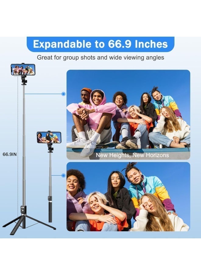 حامل ثلاثي القوائم لعصا السيلفي مع فلاش مزدوج، حامل هاتف يدور 360 درجة، جهاز تحكم عن بعد بتقنية البلوتوث، حامل ثلاثي القوائم من الفولاذ المقاوم للصدأ بحجم الجيب لتيك توك، والتدوين بالفيديو، والبث المباشر وتسجيل الفيديو - Image 3