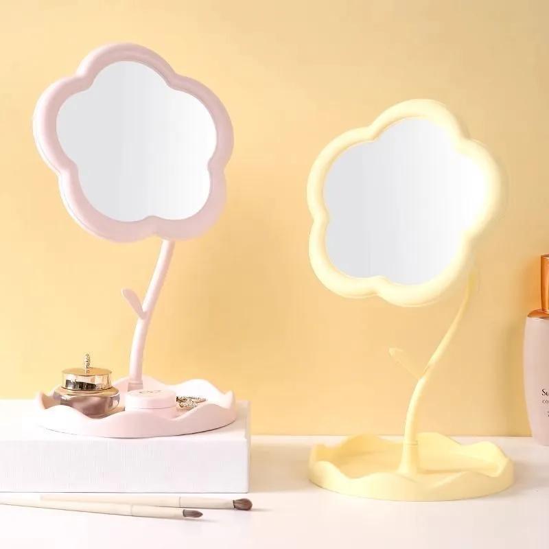 Rotary Flower Makeup Mirror with Adjustable Stand, Compact Vanity Mirror for Tabletop Use - Image 2