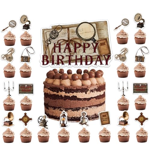 LHDUOFA 25 Pcs Escape Room Cake Topper Cupcake Toppers Escape Room Cake Decorations for Escape Room Birthday Party Decorations Mystery Escape Room Party Supplies - Image 1