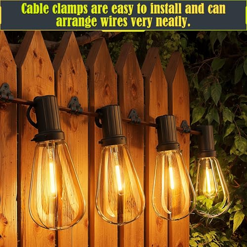 Lewufe Hooks for Outdoor String Lights Clips, Christmas Light Clips Weatherproof, Lights Hanger Hooks for Hanging Christmas Light, Fairy Light, Cable, Holiday Decor - Black, 50 Pack - Image 3