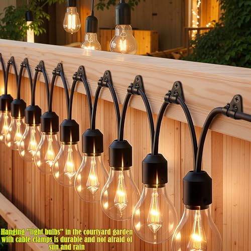 Lewufe Hooks for Outdoor String Lights Clips, Christmas Light Clips Weatherproof, Lights Hanger Hooks for Hanging Christmas Light, Fairy Light, Cable, Holiday Decor - Black, 50 Pack - Image 2