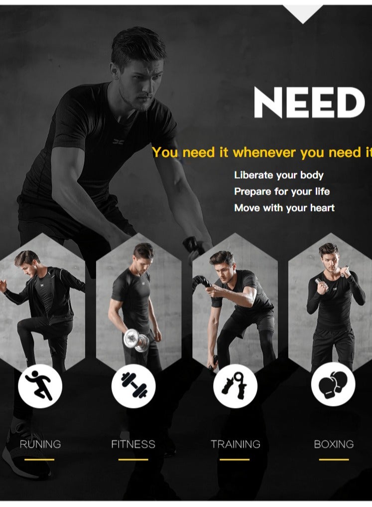 عام ملابس رياضية أسود ضيقة من أربع قطع للرجال لباس رياضي ربيع وصيف جوارب رياضية معدات الجري لتدريب كرة السلة مجموعة تمارين - Image 2