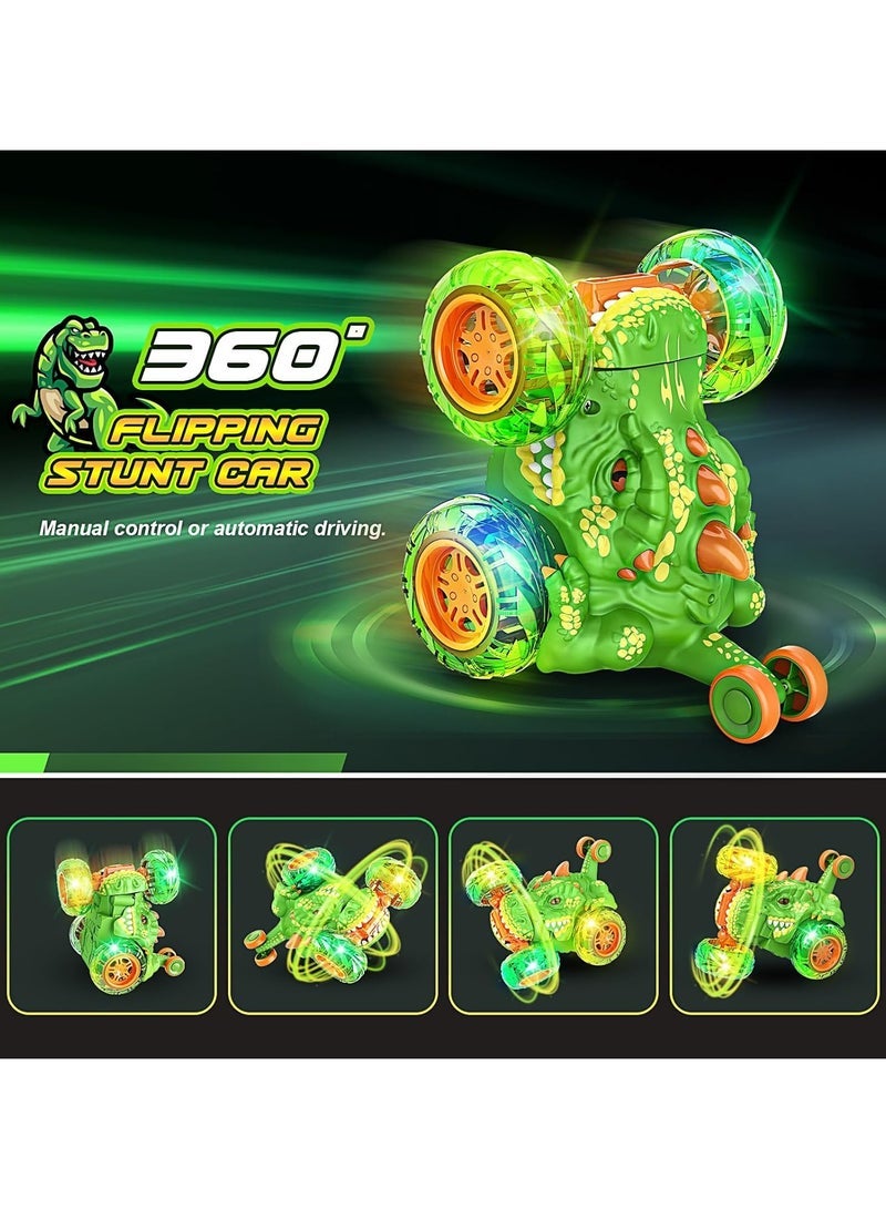 FLYHSO Rechargeable RC Stunt Car with 360 Flips 4WD Wheel with Bright Light Remote Control Cars Electric Toy Car Gift Birthday for Kids Fun Outdoor Toys - Image 2