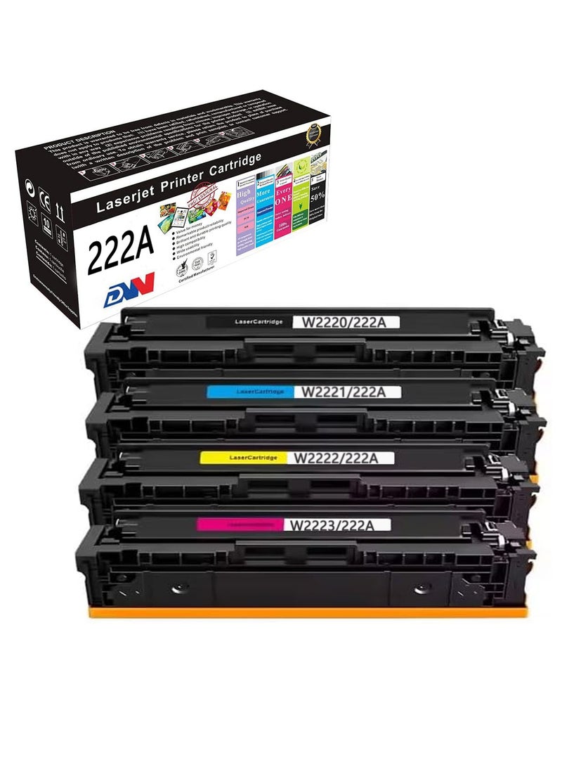 دي دبليو خرطوشة حبر متوافقة DW 222A متوافقة مع رقاقة بديلة لـ 3203,3288,MFP3303,MFP 3388 (أسود، أصفر، أصفر، أرجواني، سماوي 4 عبوات)  - Image 1