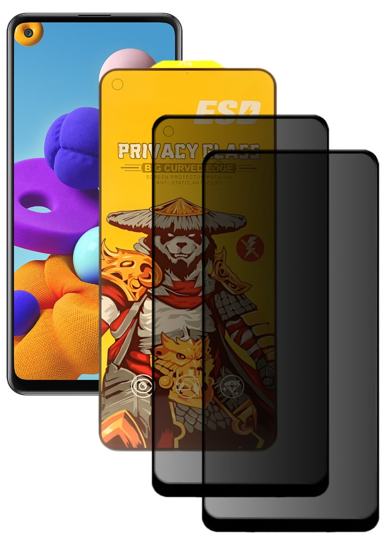 ESD 2 Pieces Tempered Dustproof Privacy Glass Screen Protector Compatible For Samsung Galaxy A21s - Image 1