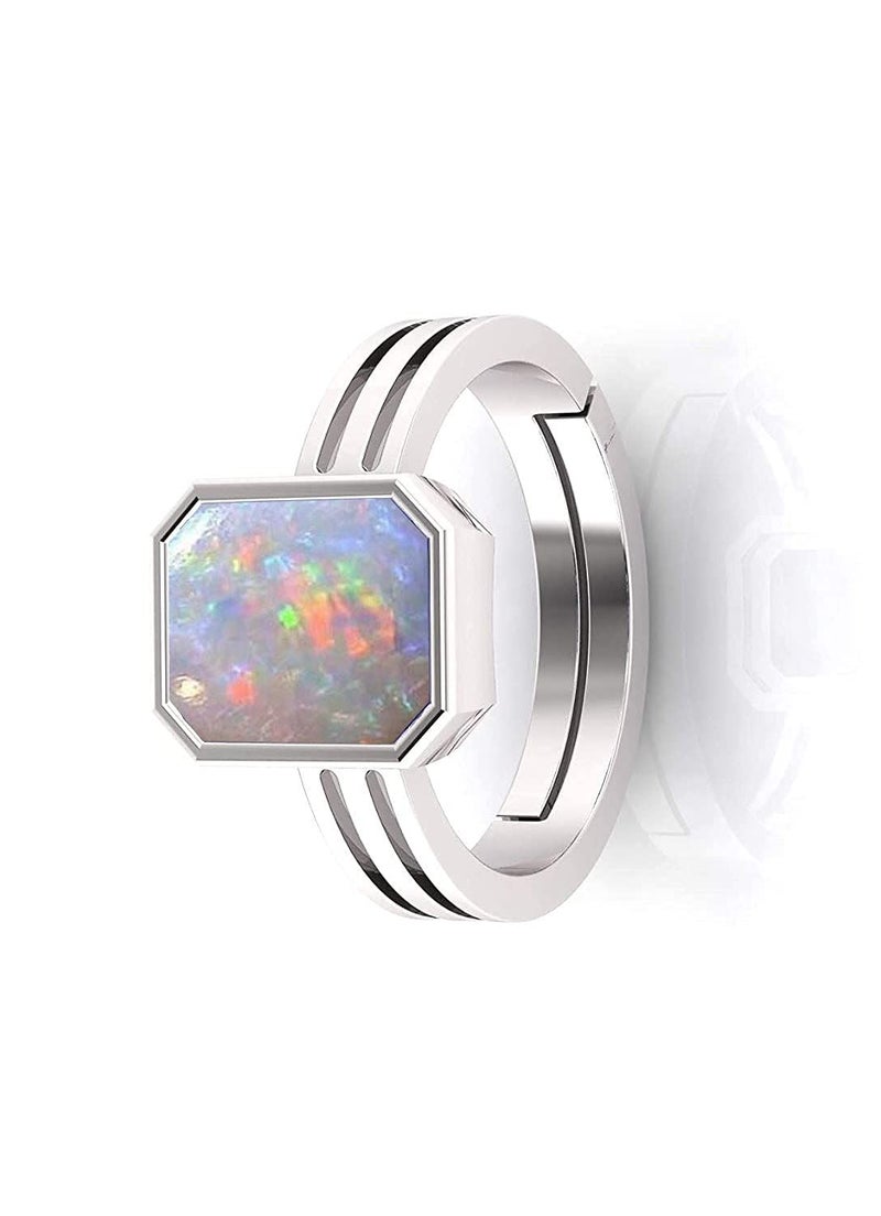SIDHARTH GEMS Astrologer Certified Top A+ Quality 9.25 Ratti White Australian Opal Sterling Silver 92.5 Adjustable Ring Loose Gemstone - Image 4