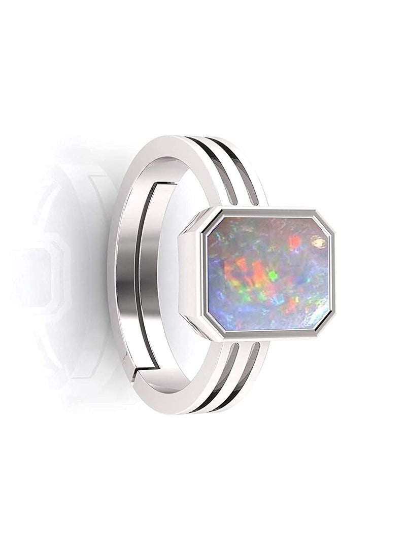 SIDHARTH GEMS Astrologer Certified Top A+ Quality 9.25 Ratti White Australian Opal Sterling Silver 92.5 Adjustable Ring Loose Gemstone - Image 2