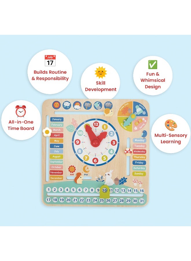 COGNIKIDS My Calendar – Wooden Calendar & Weather Board for Kids | Learn Time, Date, Days & Seasons | Montessori-Inspired Routine Board for Toddlers Ages 3+ - Image 3