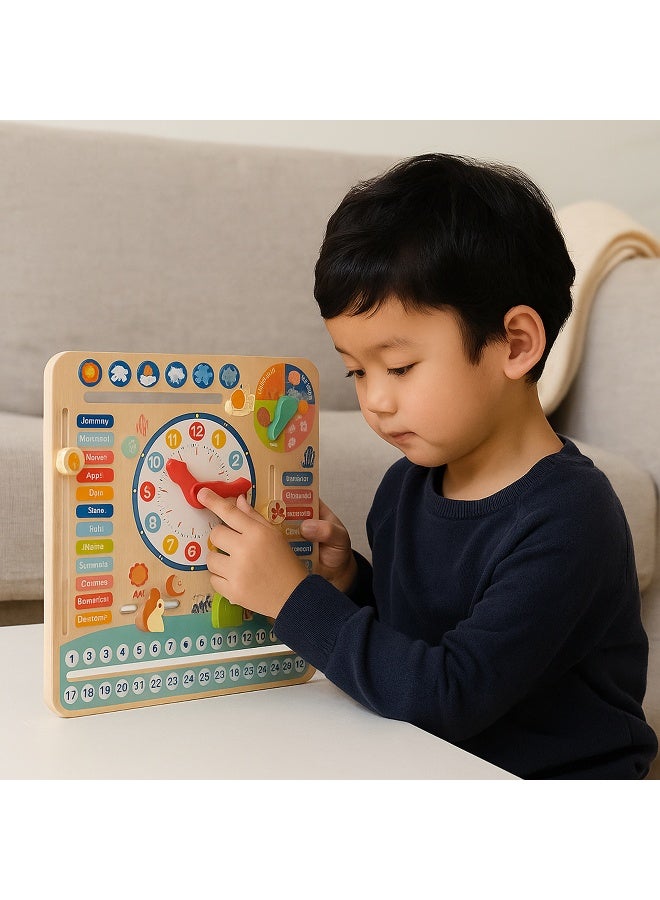 COGNIKIDS My Calendar – Wooden Calendar & Weather Board for Kids | Learn Time, Date, Days & Seasons | Montessori-Inspired Routine Board for Toddlers Ages 3+ - Image 2