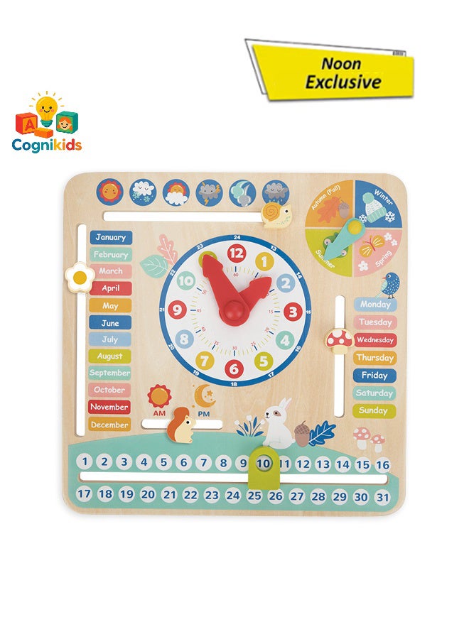 COGNIKIDS My Calendar – Wooden Calendar & Weather Board for Kids | Learn Time, Date, Days & Seasons | Montessori-Inspired Routine Board for Toddlers Ages 3+ - Image 1