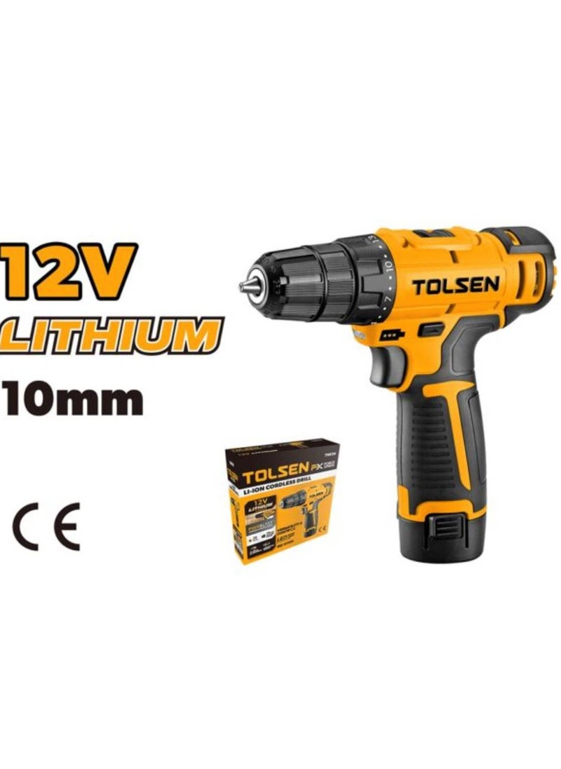 TOLSEN Tolsen 79036 12V Cordless Drill – 1x 1.5Ah Li-ion Battery & Fast Charger – 28Nm Torque, Variable Speed, 10mm Keyless Chuck, LED Light​  - Image 2