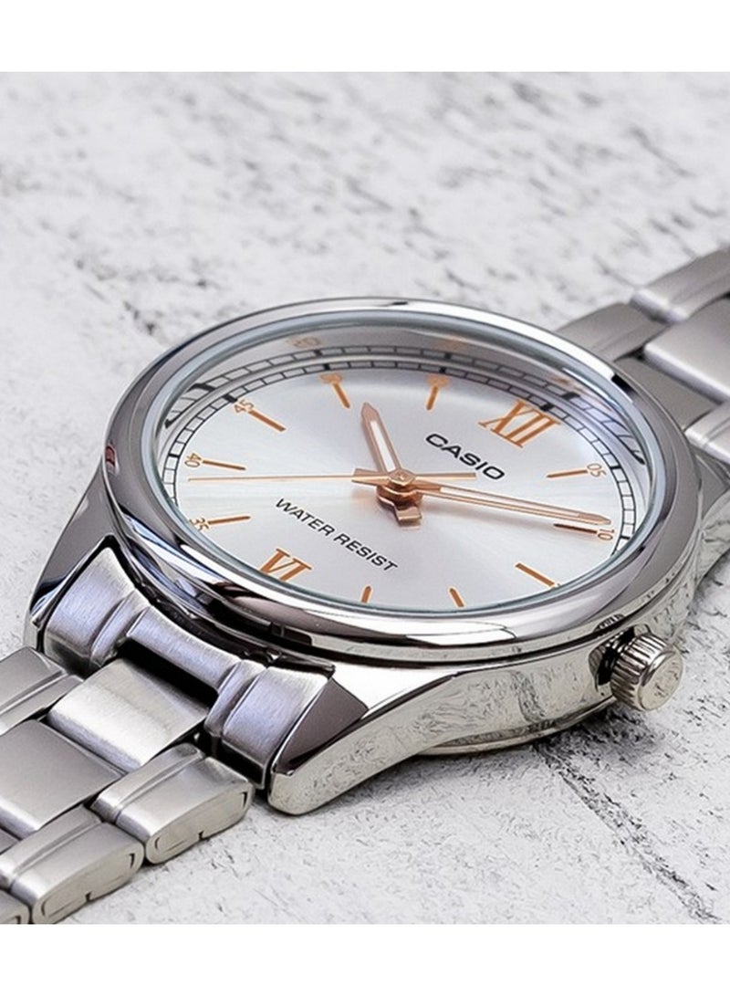 Casio Women's Watch - LTP-V005D-7B2UDF Silver Dial, White Band - Image 2