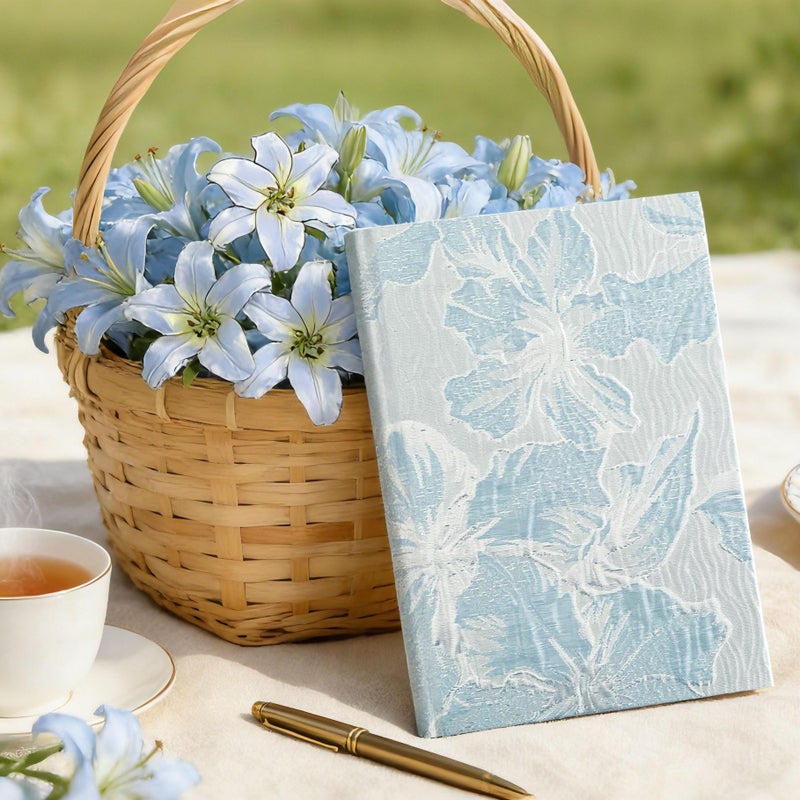 ipoul Hardcover Journal, Flower Notebook, A5, 6x8, Lined Pages, Lay-flat, Beautiful Journal for Women, Lily Flower, Blue Journal for Writing, Personal Notebook, Dream Journal, Self Care Journal - Image 2