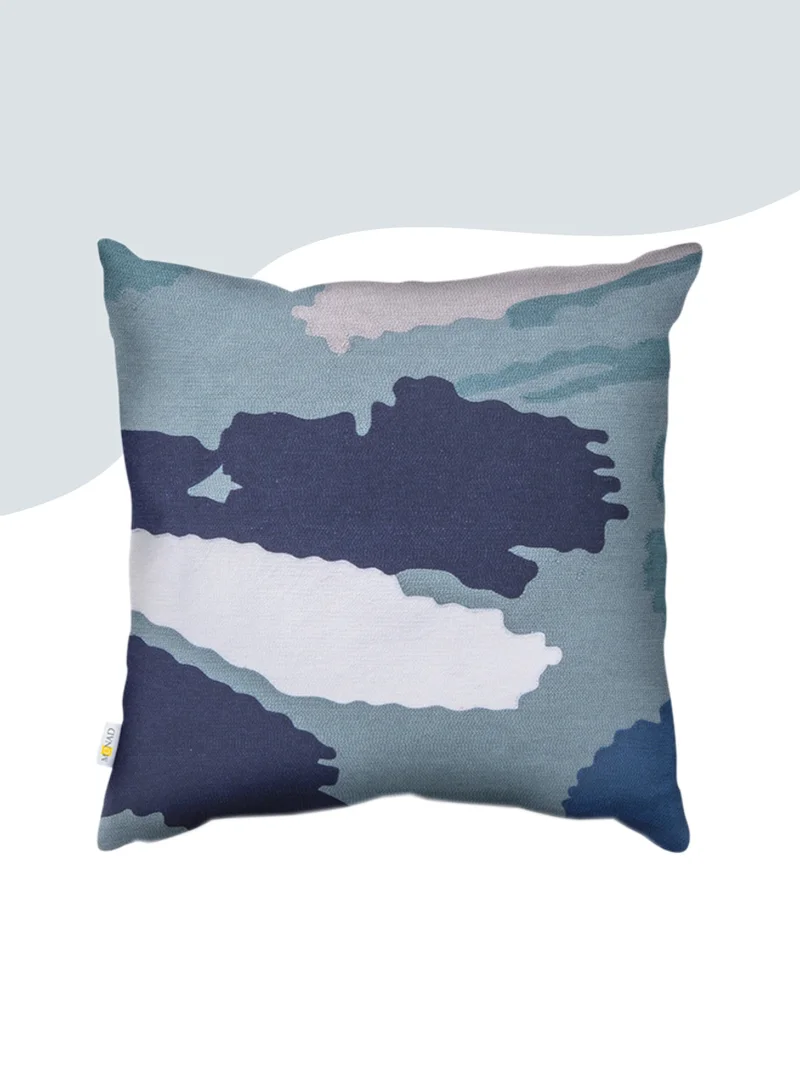 Donetella Decorative Embroidered Cushion Cover White/Blue/Grey 45x45
Cm (Without Filler)