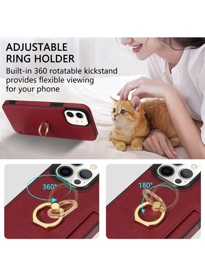 S-TOP Case For iPhone 11 Ring Card Litchi Leather Back Phone Case - Image 4