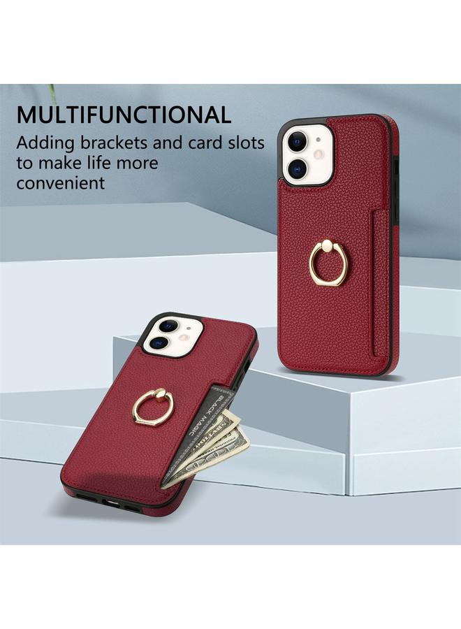 S-TOP Case For iPhone 11 Ring Card Litchi Leather Back Phone Case - Image 5