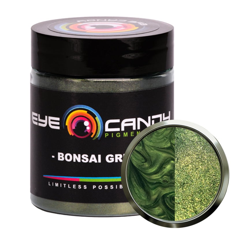 Eye Candy Pigments Premium Green Mica Powder Bonsai Green 25gr for Epoxy Resin Soap Paint Woodworking Acrylic Pouring Bath Bombs Fishing Lures DIY Arts and Crafts Additive