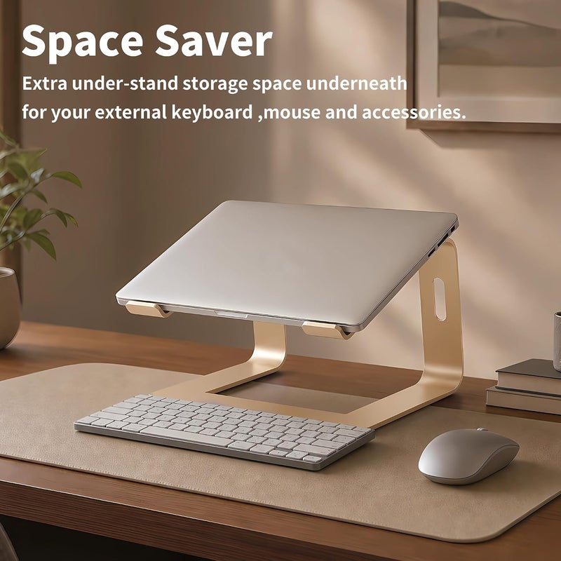 Orionstar حامل كمبيوتر محمول من الألومنيوم، متوافق مع أجهزة Apple Mac MacBook Air Pro من 10 إلى 15.6 بوصة، حامل مريح (ذهبي) - Image 5