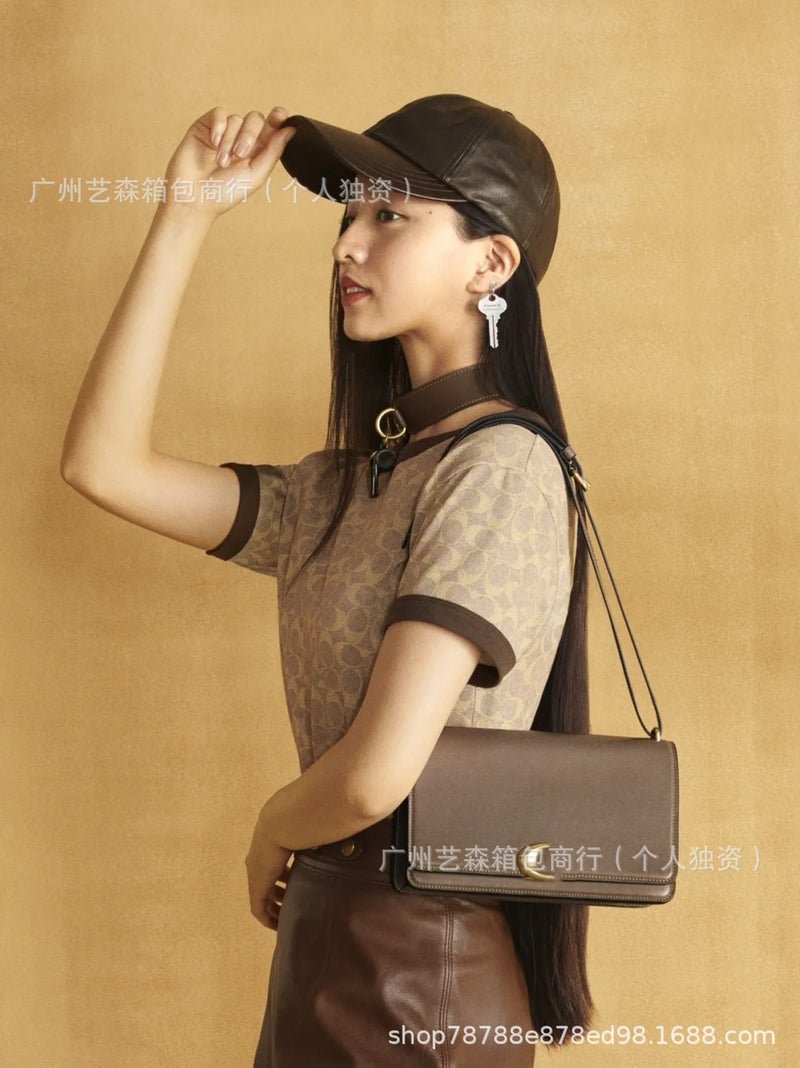 24 Women'S Bag New Bandit Bandit Fashion Flip Shoulder Bag C Buckle Retro Crossbody Bag Classic Old Flower Color Block - Image 3